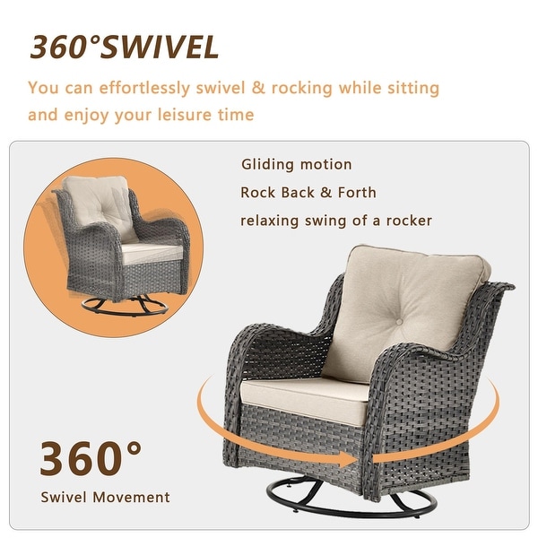 5 Piece Outdoor Patio Furniture SetSwivel Rocker Chair and Ottoman Set