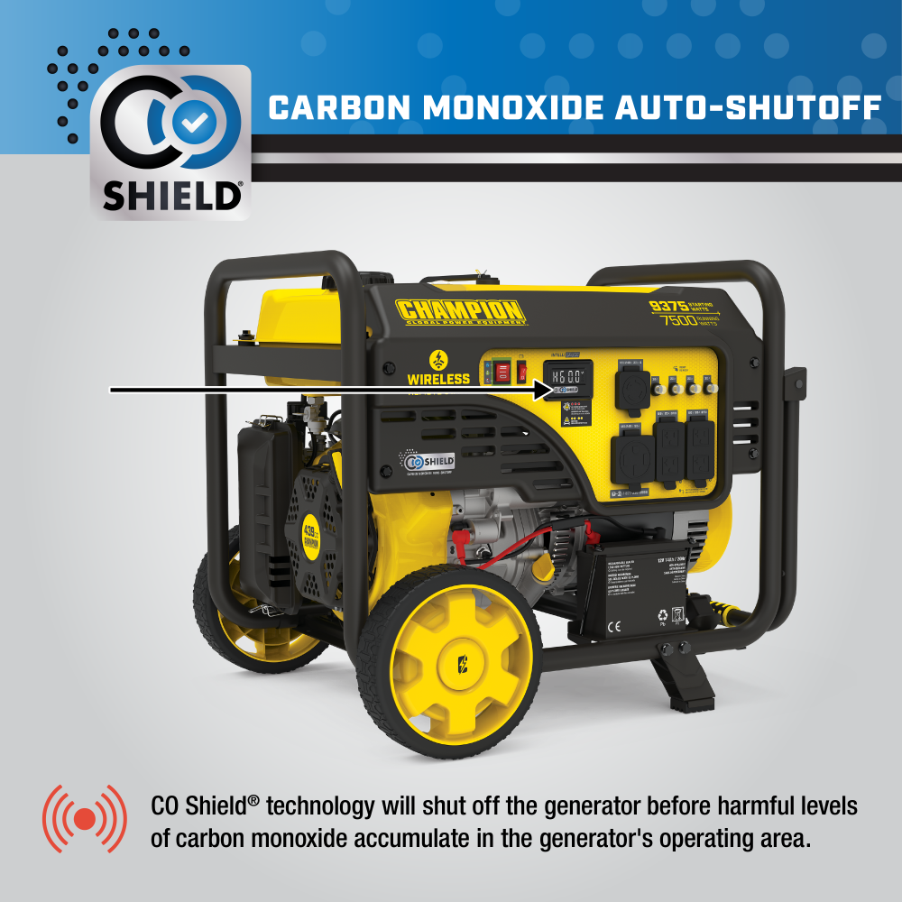 Champion 7500-Watt Portable Generator with Wireless Remote Start with CO Shield ;