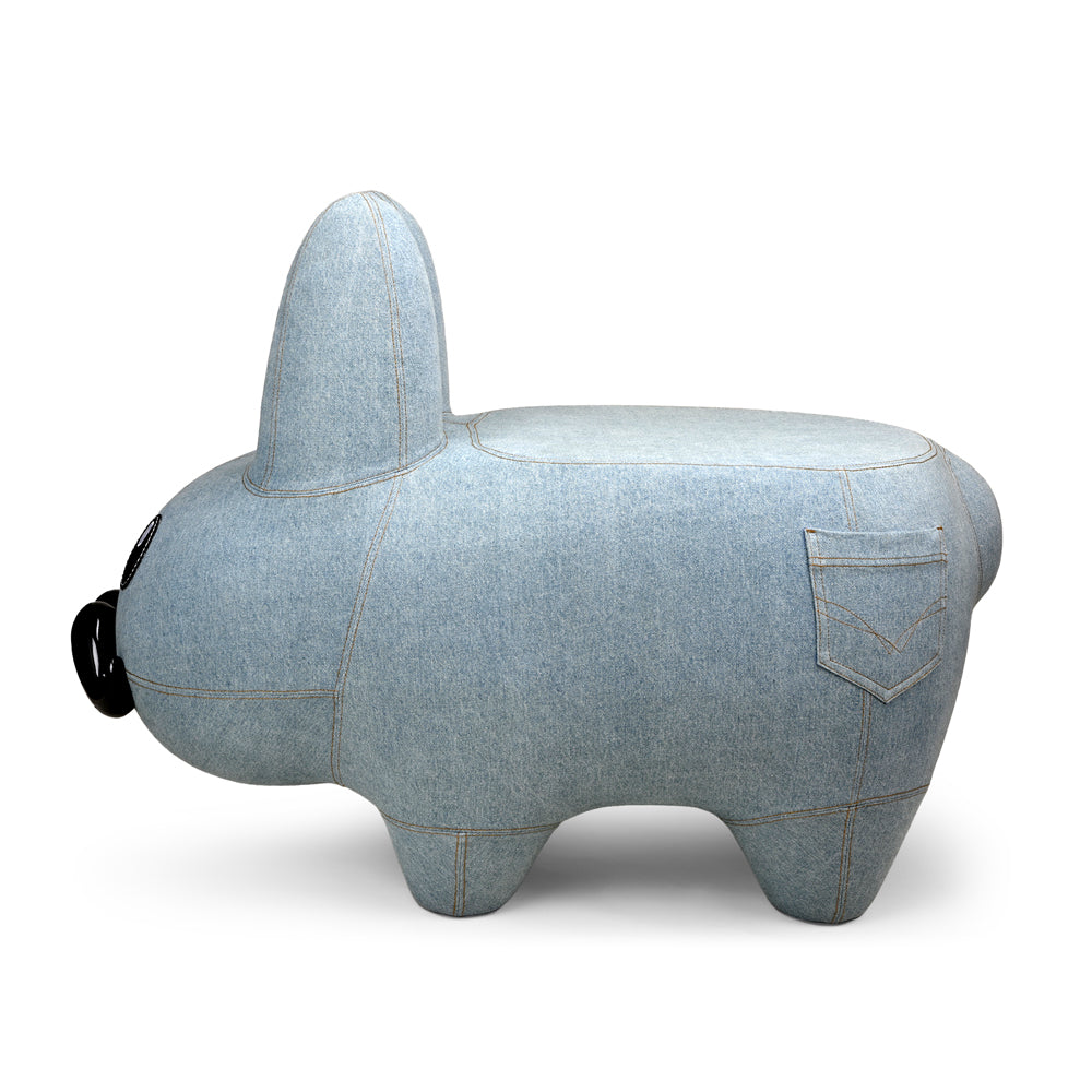 Art Giant Denim Happy Stache' Labbit Stool by Frank Kozik