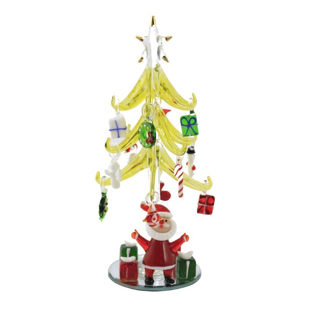 Santa With Glass Tree Presents Candy Cane Gold Crest Distributing Decorative Figurines