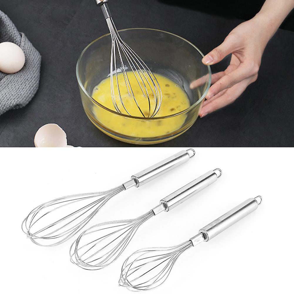 3pcs Stainless Steel Manual Egg Beater Milk Frother Mixer Blender Kitchen Baking Tools