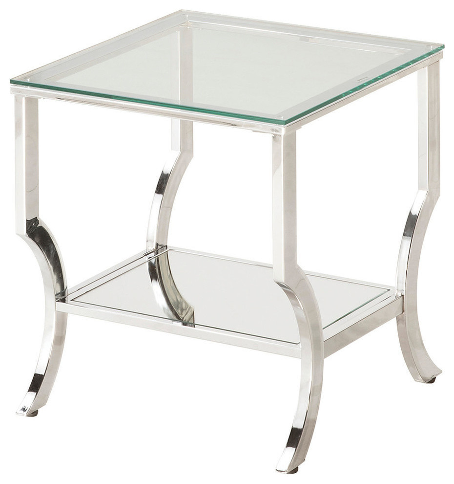 Coaster Contemporary Square Glass Top 1 Shelf End Table in Chrome   Contemporary   Side Tables And End Tables   by GwG Outlet  Houzz