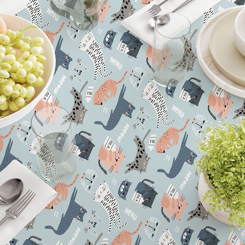 Square Tablecloth， 100% Polyester， 60x60， Cats Background