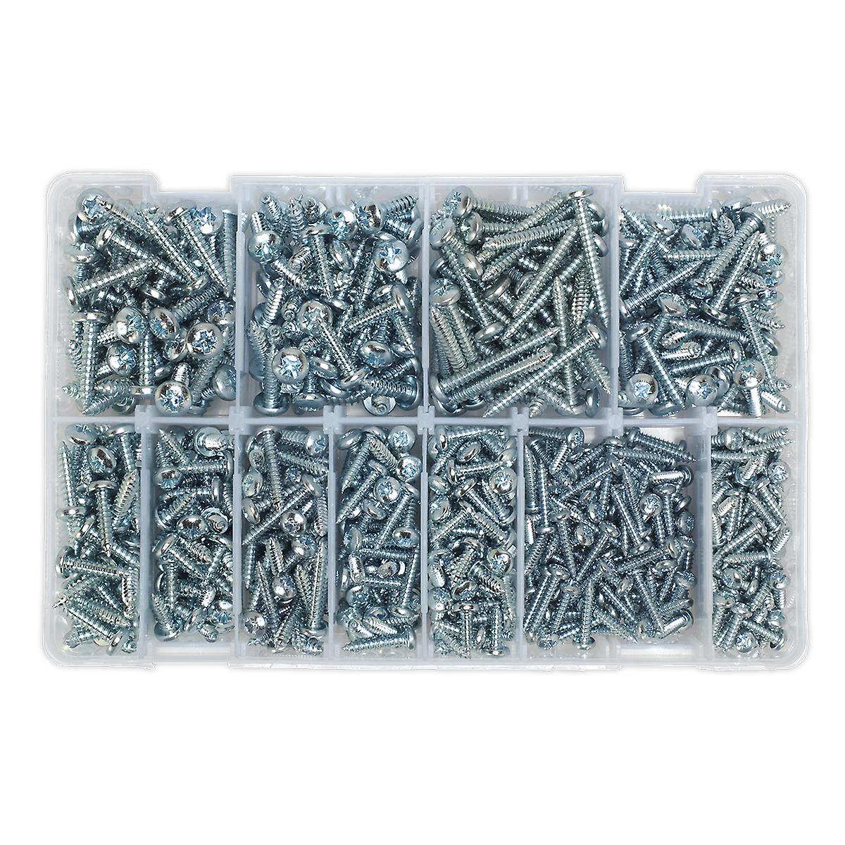 Sealey Ab063Stph Self Tapping Screw Assortment 700Pc Pan Head Pozi Zinc