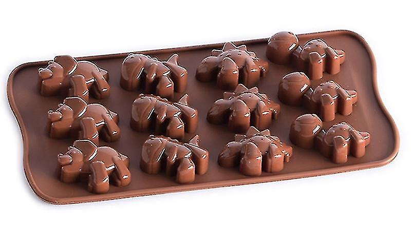 4 Packs 12-cavity Dinosaur Chocolate Mold Non Stick Dinosaur Shape