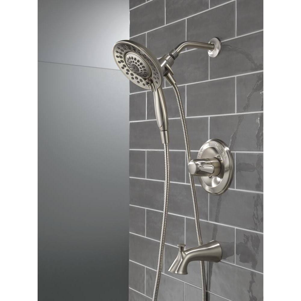 Delta Lahara In2ition 2-in-1 Single-Handle 5-Spray Tub and Shower Faucet in Brushed Nickel 144938DC-SS-I20