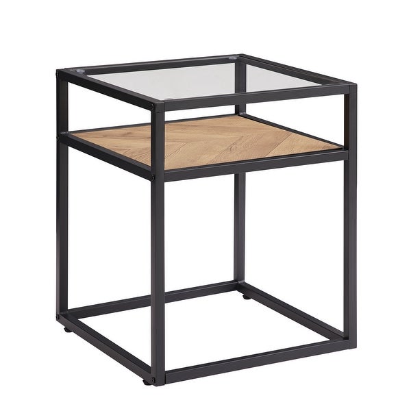 2-Tier Tempered Glass Top End Table