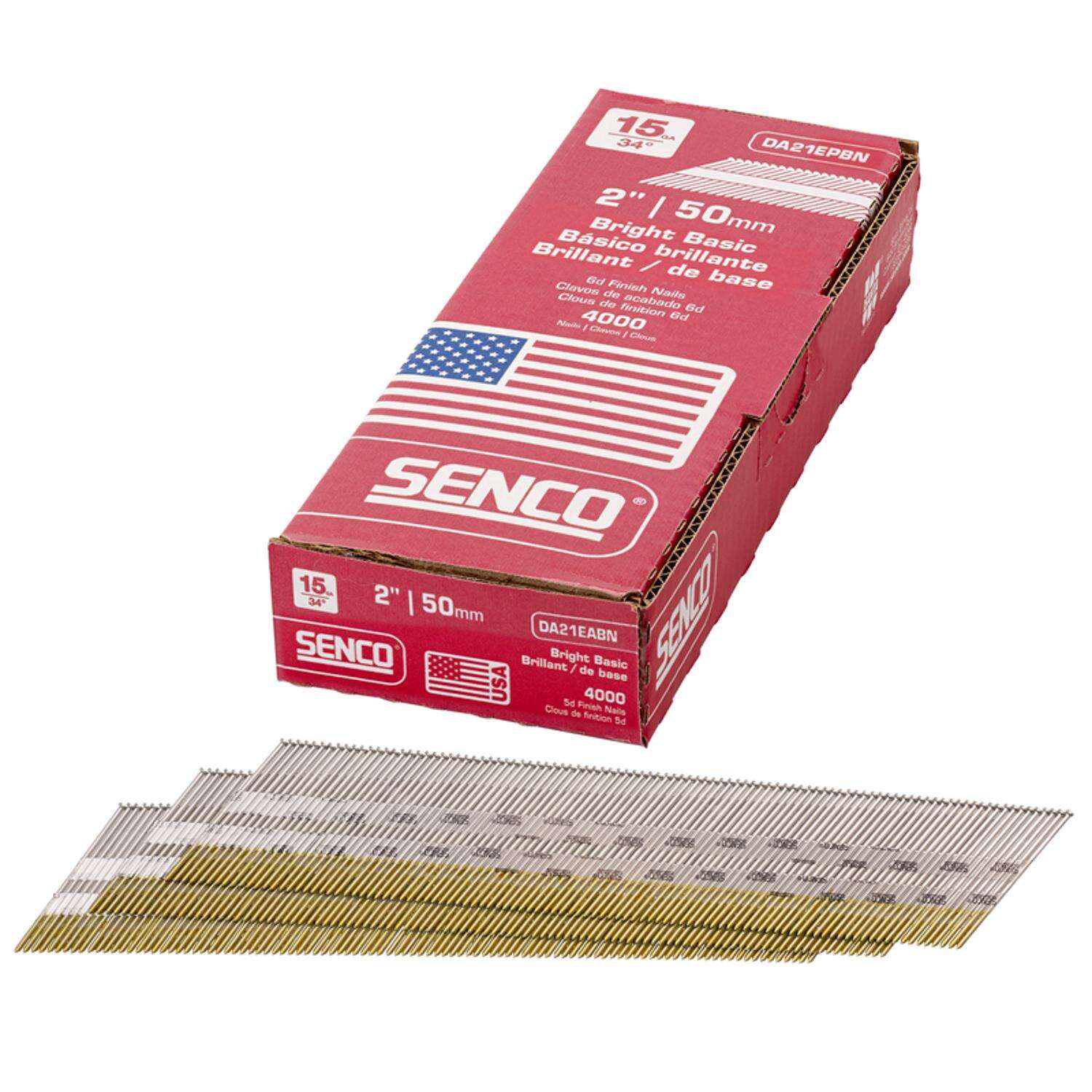 Senco 2 in. 15 Ga. Angled Strip Bright Finish Nails 34 deg 4000 pk