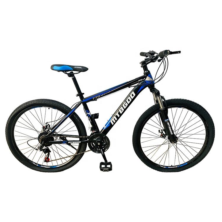 Holiday promotional street use 26 inch stock adults bicycle 17 inch bule color carbon steel frame 21 speed mountain bike