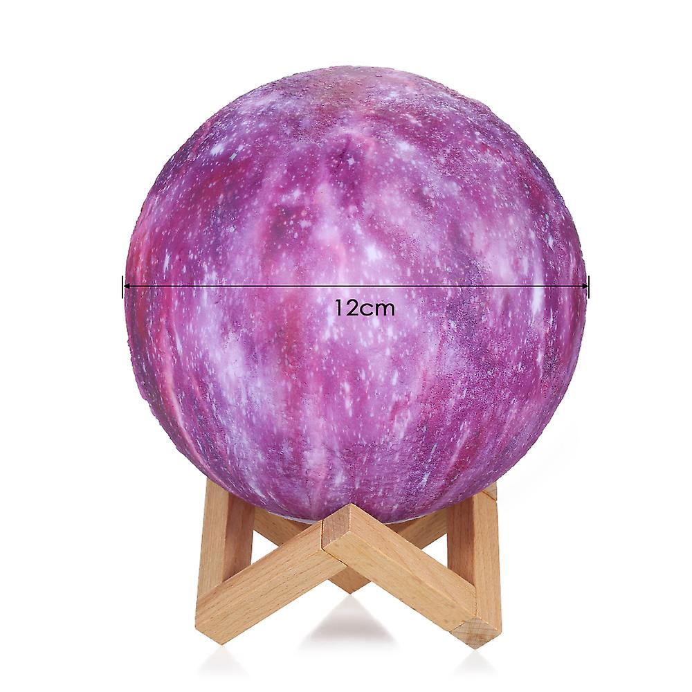 12cm Diameter 3d Printing Touch Moon Light Usb Rechargeable Remote Control 16-color Dimmable Luna Night Lamp Bedroom Decor With Wooden Stand No.259007