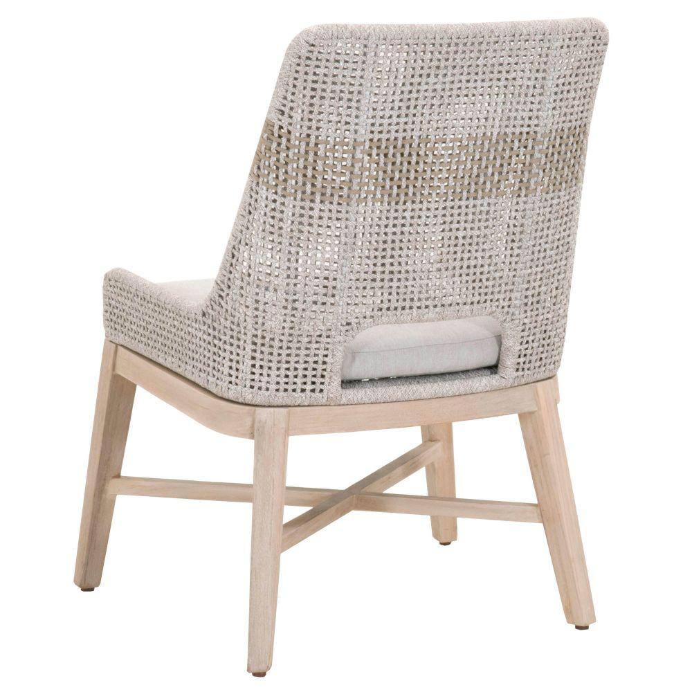 Benjara Brown and Gray Fabric Interwoven Rope Pattern Backrest Dining Chairs (Set of Two) BM196415