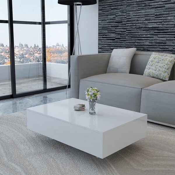 Coffee Table High Gloss White for Your Home， Living Room， Balcony Office， Farmhouse - as picture