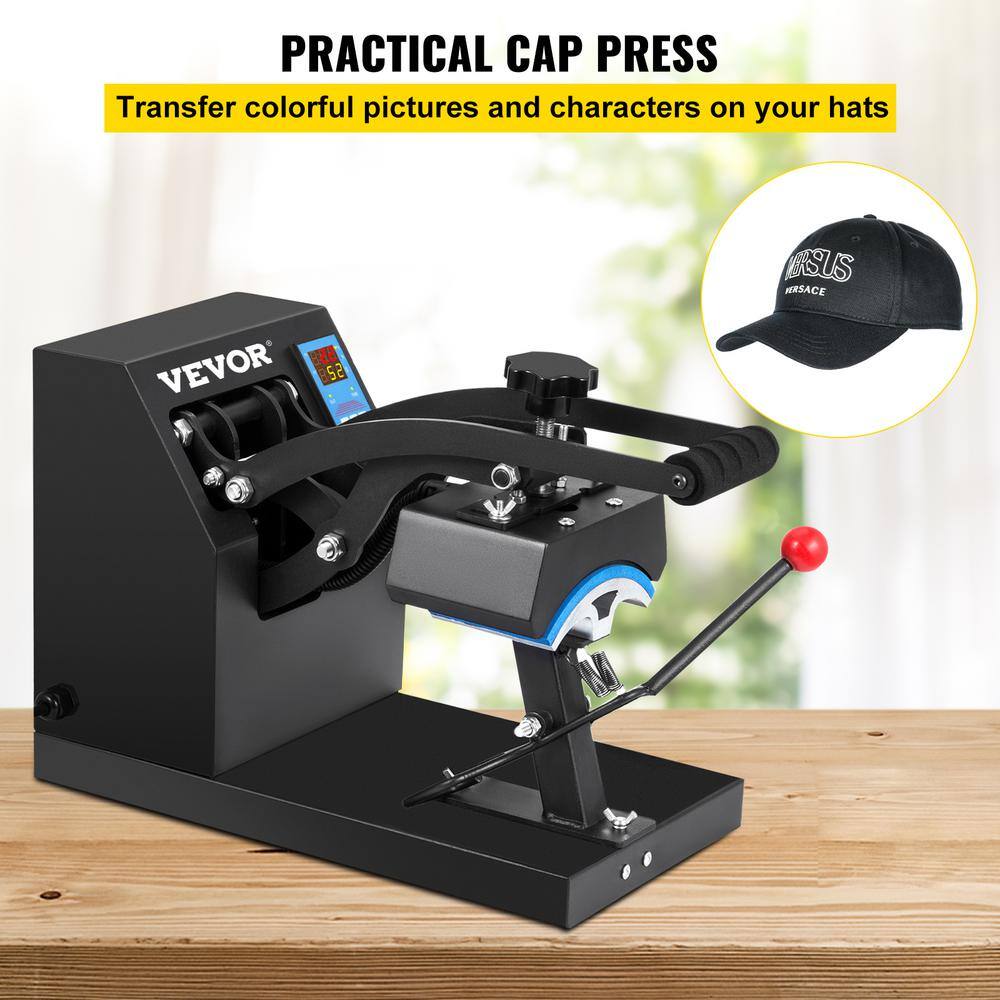 VEVOR Heat Press 6 in. x 3.75 in. Clamshell Design Curved Element Hat Press with Digital LCD Timer  Temperature Control CP2815-STHJ000001V1