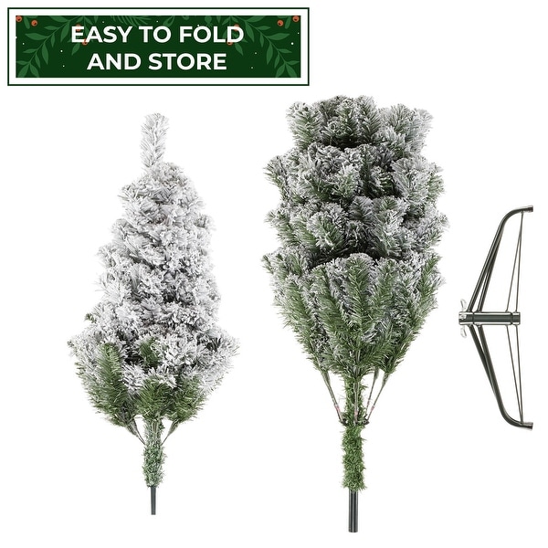 4.5FT PreLit SnowFlocked Pine Artificial Holiday Christmas Tree