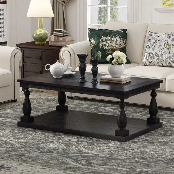 Merax Rustic Floor Shelf Coffee Table with Storage