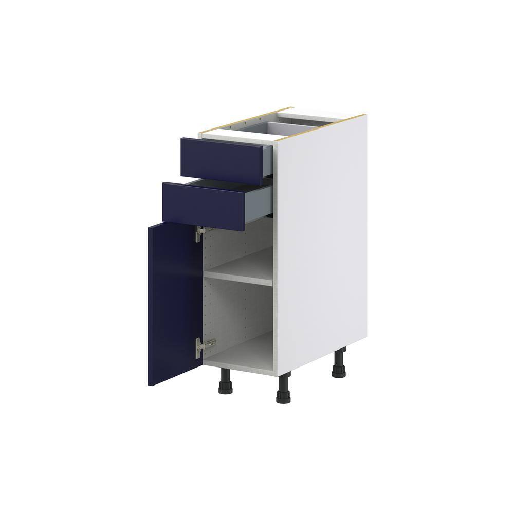 J COLLECTION Devon 12 in. W x 24 in. D x 34.5 in. H Painted Blue Shaker Assembled Base Kitchen Cabinet with 2-Drawers DSB12B(LR)-DV