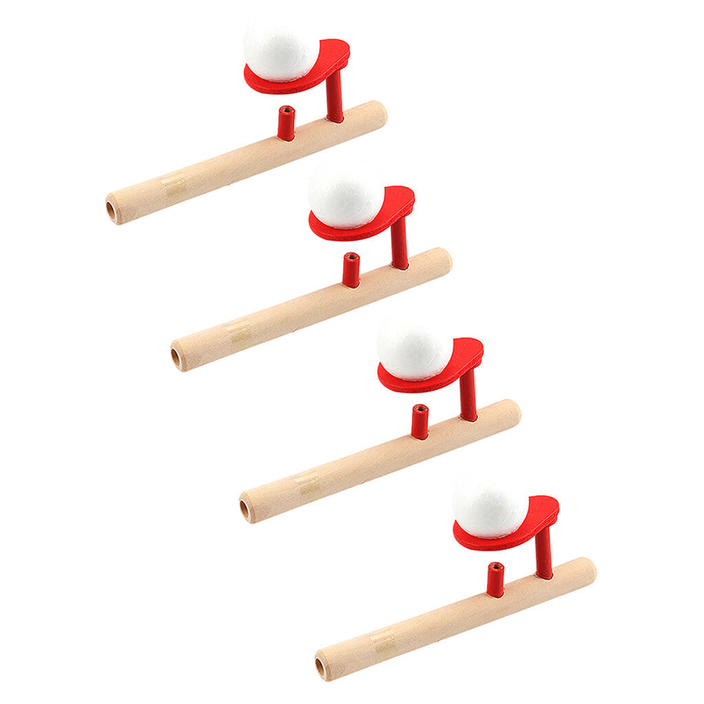 Plutyo 4PCS Kids Wooden Toy Nostalgic Gadgets Fun Wooden Pipe Balance Blowing Ball Toys