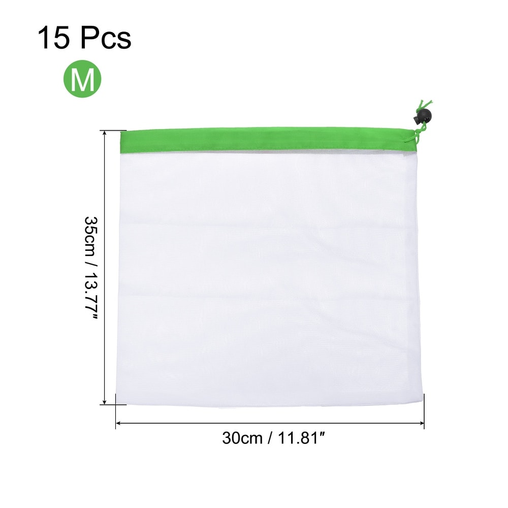 Reusable Mesh Produce Bags 15Packs  Vegetables Storage Bags Green   Green