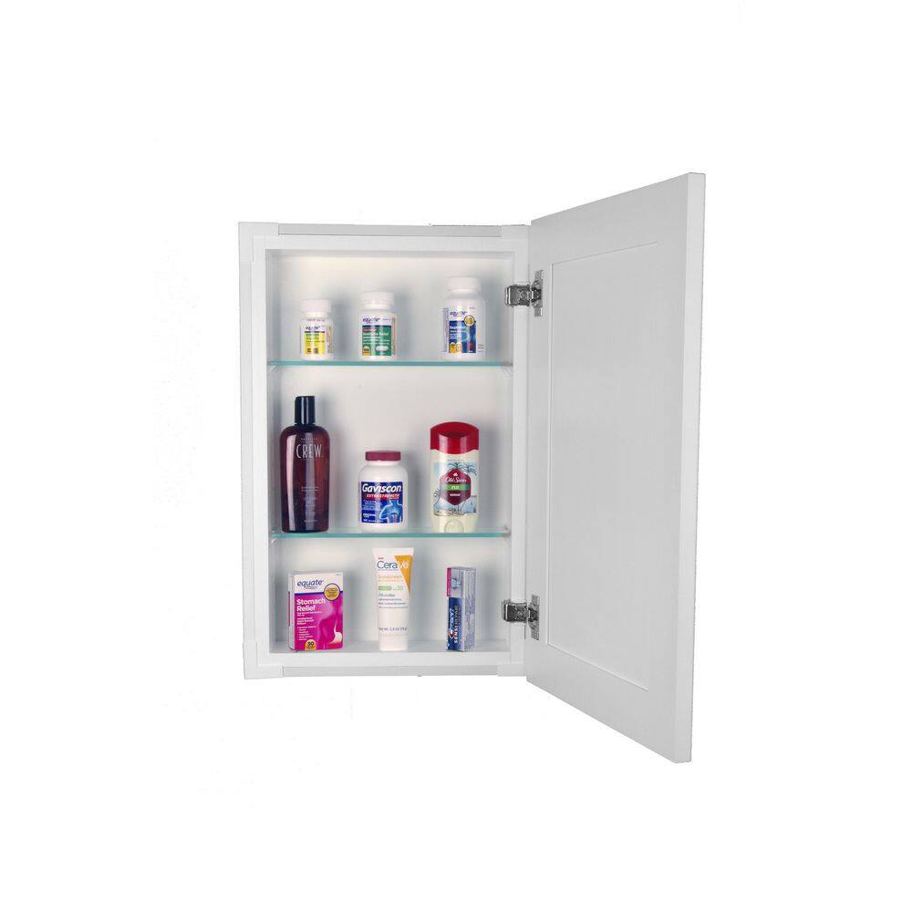 WG Wood Products Fieldstone Shaker 15.5 in. W x 35.5 in. H White Enamel Recessed Medicine Cabinet without Mirror Style Frameless FIE-234-WHITE