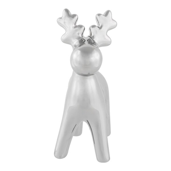 Sleek Ceramic Standing Moose Christmas Figurine