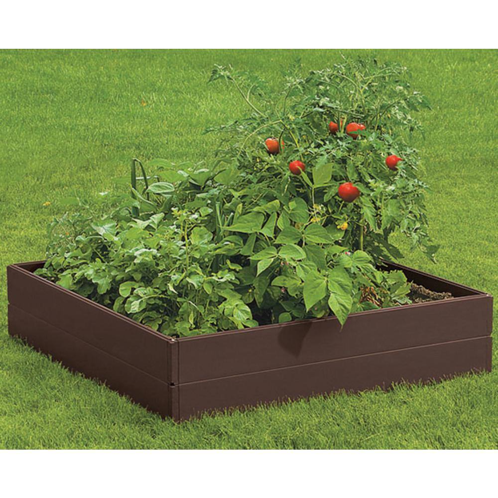 Emsco Bloomers Series 3.8 ft. x 3.8 ft. Brown Resin Raised Garden Bed 2455