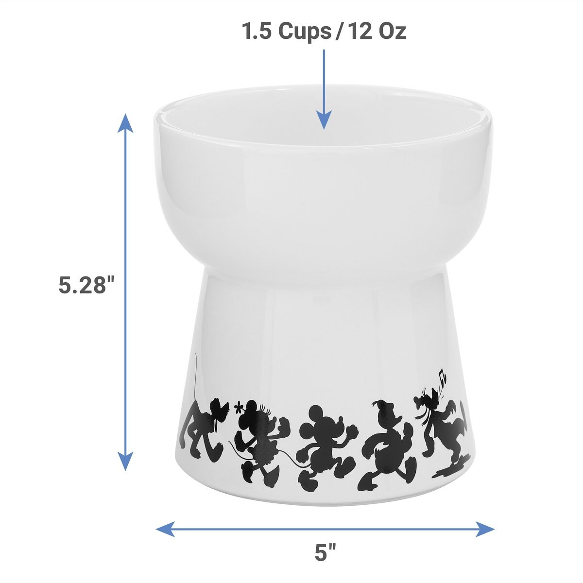 Disney Mickey Mouse Tall Shape Non-Skid Elevated Ceramic Cat Bowl