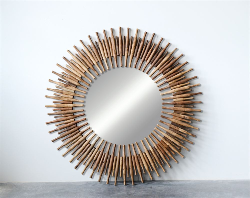 Found Wood Roti Pins Mirror