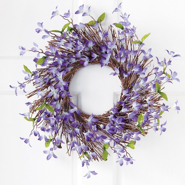 Collections Etc Spring Floral Forsythia Twig Wreath