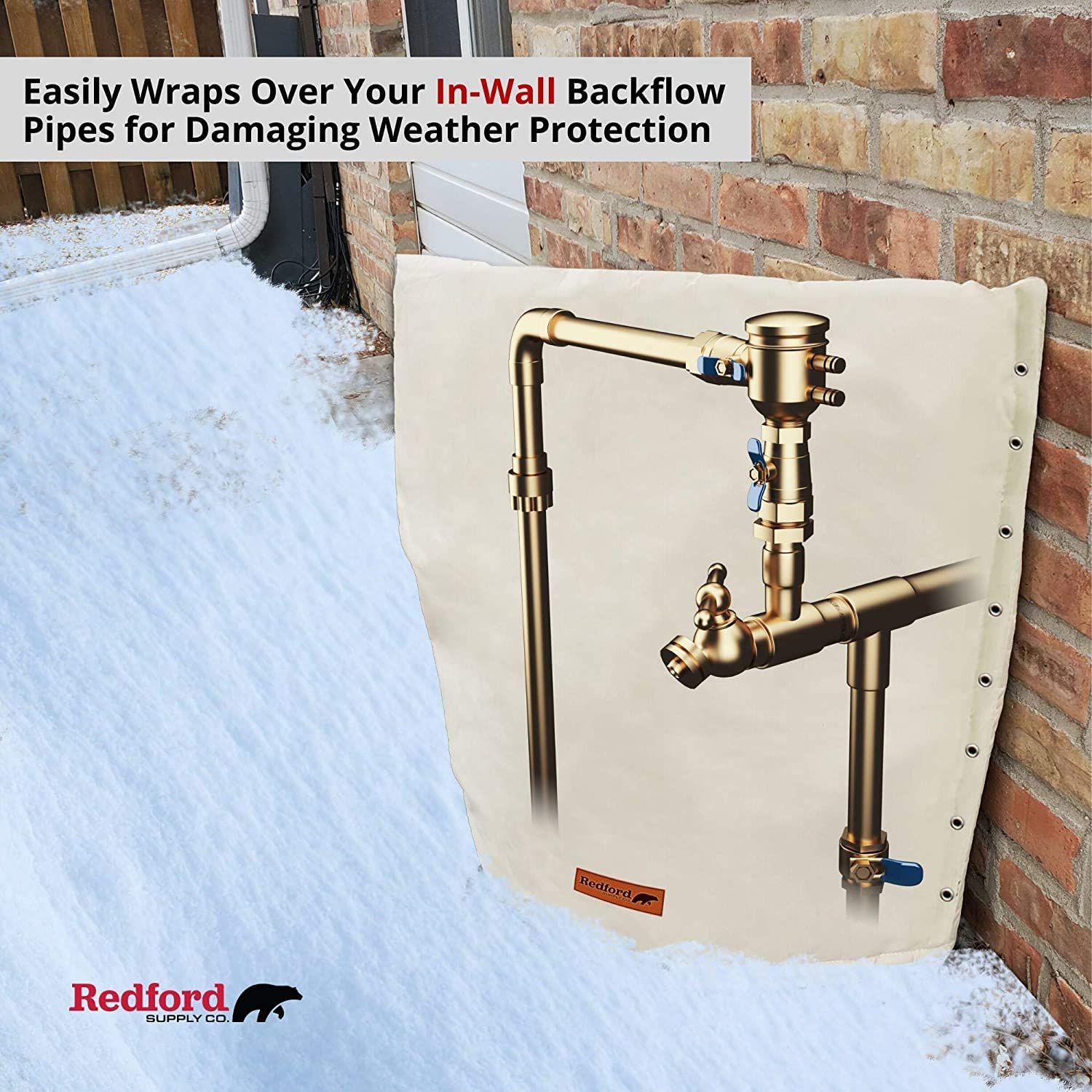 Redford Supply Customizable Backflow Preventer Insulation Outdoor Pipe Cover for Winter Freeze Protection | Well Cover， Irrigation Waterproof Pouch， Sprinkler Valve Cover (30