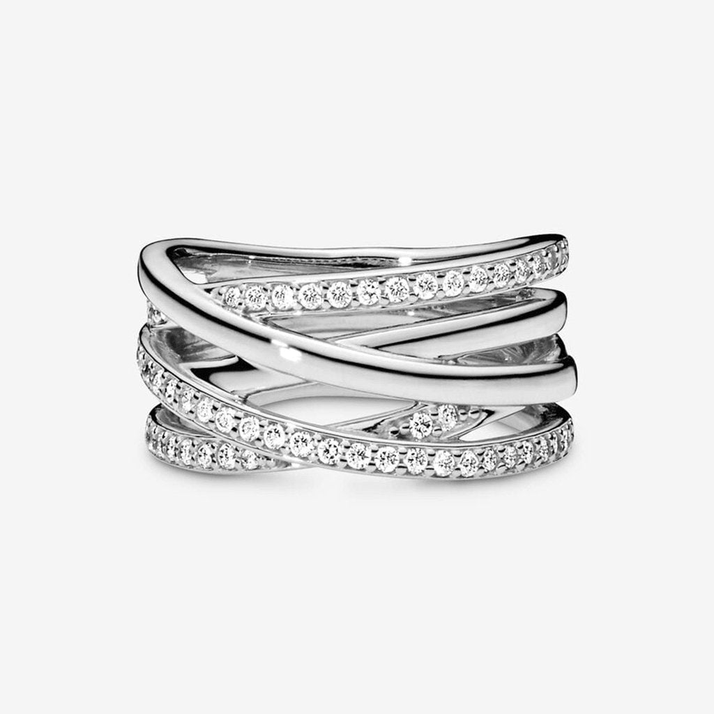 PANDORA  Sparkling & Polished Lines Ring