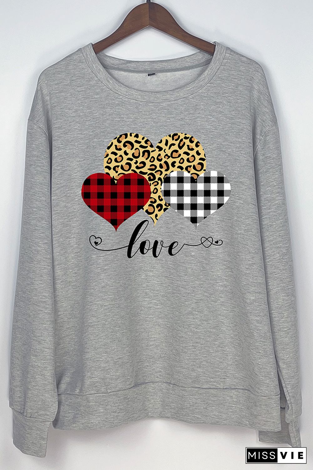 Leopard Print Heart Pullover Longsleeve Sweatshirt Wholesale