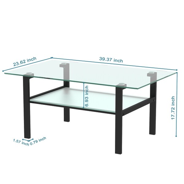 Transparent Glass Black Coffee Table Modern Simple Living Room Coffee Table Side Center Table