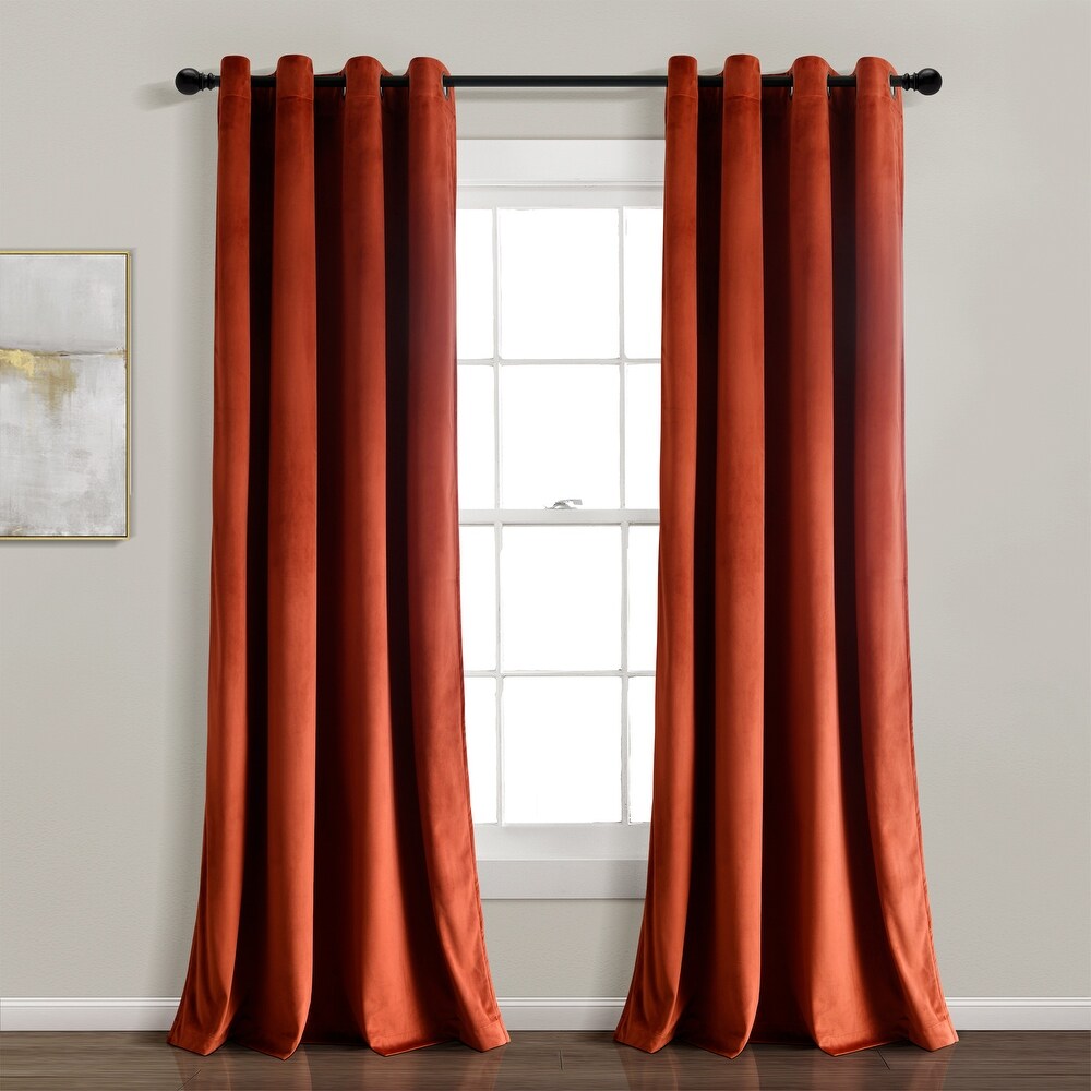 Lush Decor Prima Velvet Solid 100 Percent Lined Blackout Grommet Window Curtain Panel Single