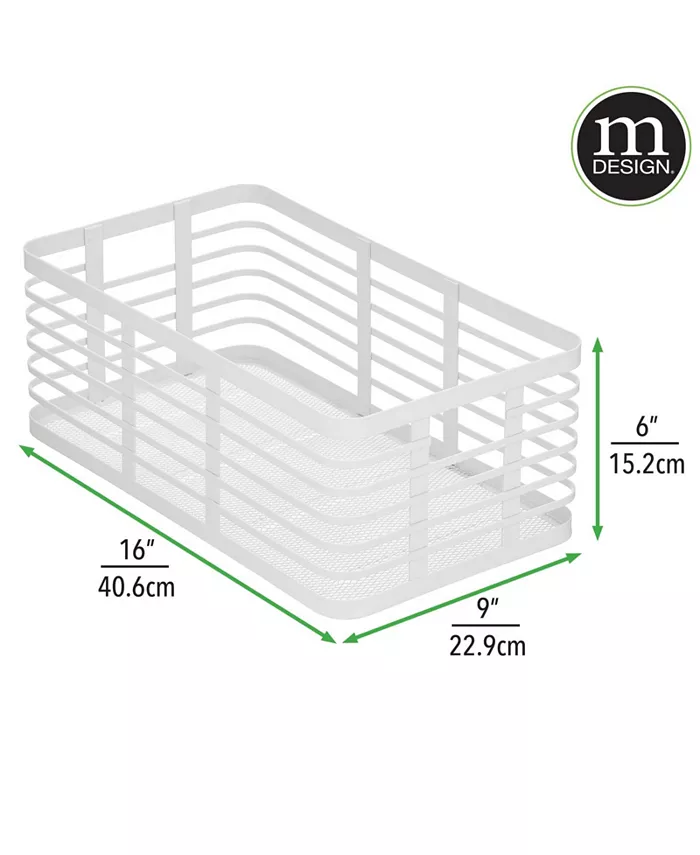 mDesign Metal Wire Organizer Basket for Kitchen Pantry 3 Pack Matte White