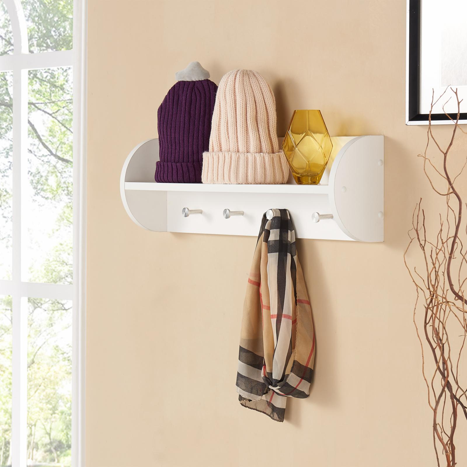 Danya B Utility Shelf with Stainless Steel Hooks