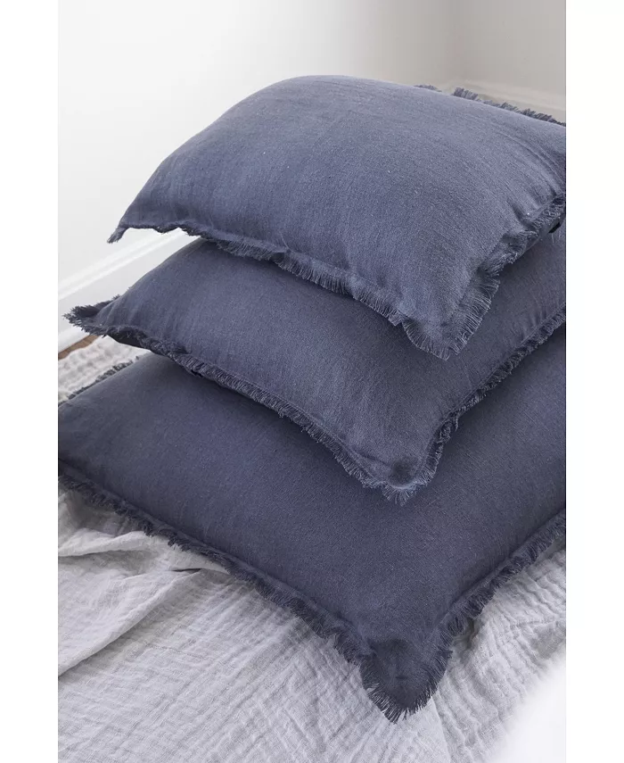 Anaya Home Navy Blue Linen Down Euro Pillow