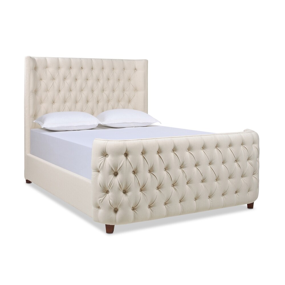 Chateau Linen Upholstered Tufted Shelter Panel Bed