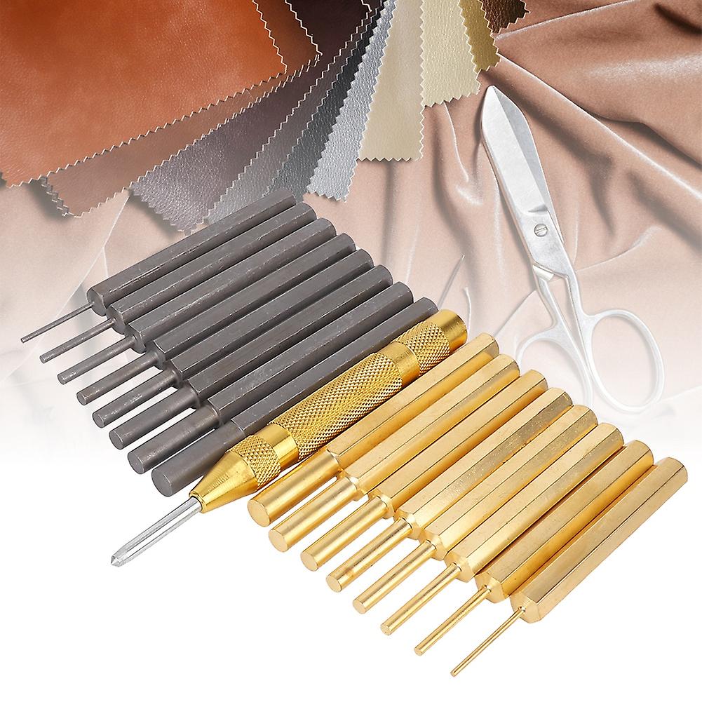 18pcs Professional Carbon Steel Brass Punch Tool Kit Set Leather Craft Hand Tool