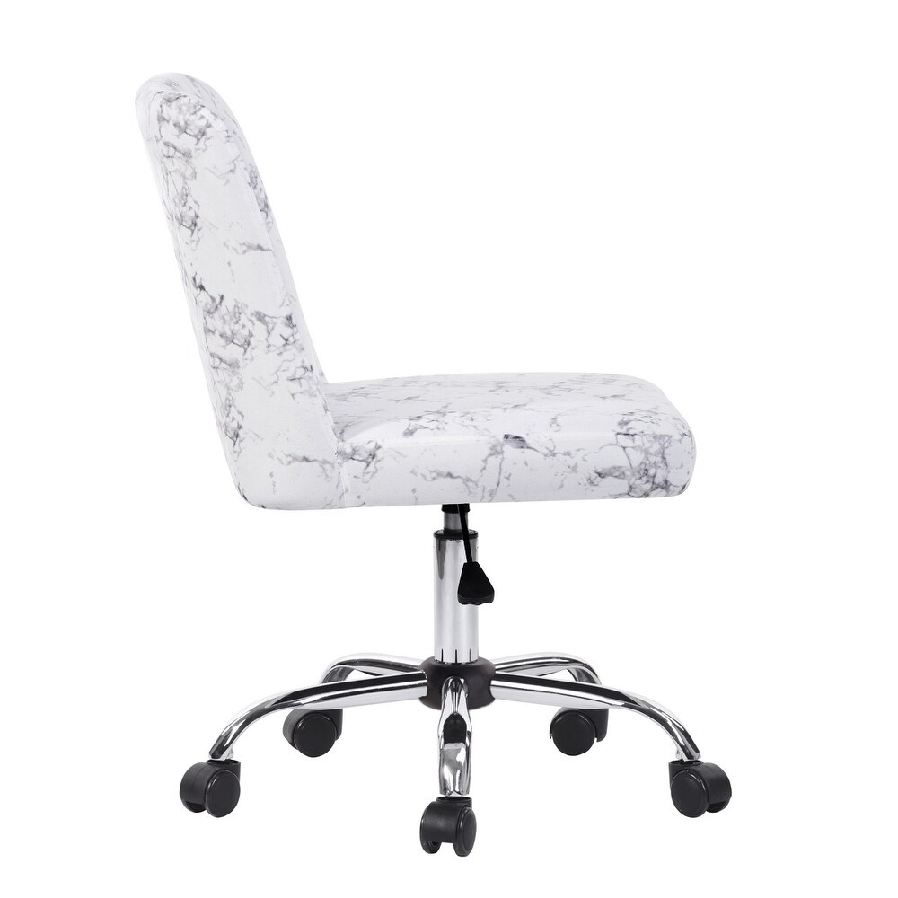 Modern Home Upholstered Office Chair  Computer Armless Swivel Desk Chair  Height Adjustable Mid Back Office Chair