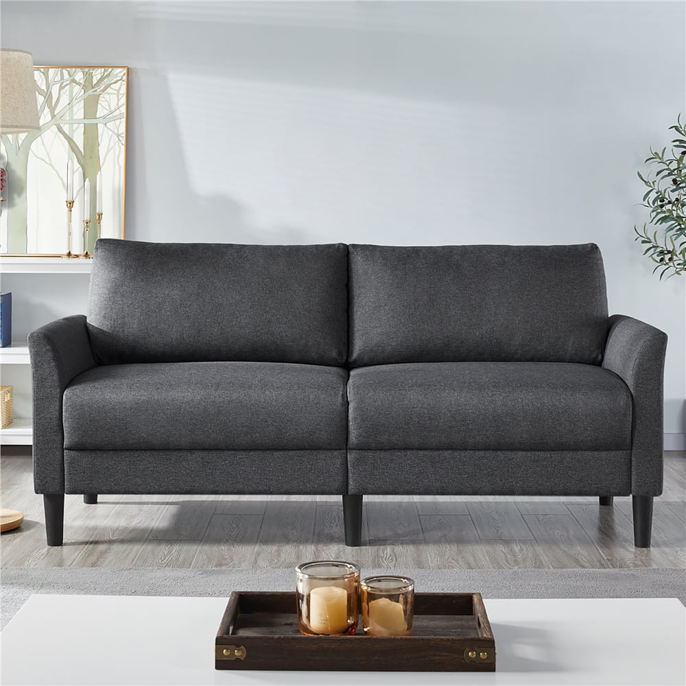 Alden Design Modern Upholstered Fabric 2-Seater Sofa, Gray