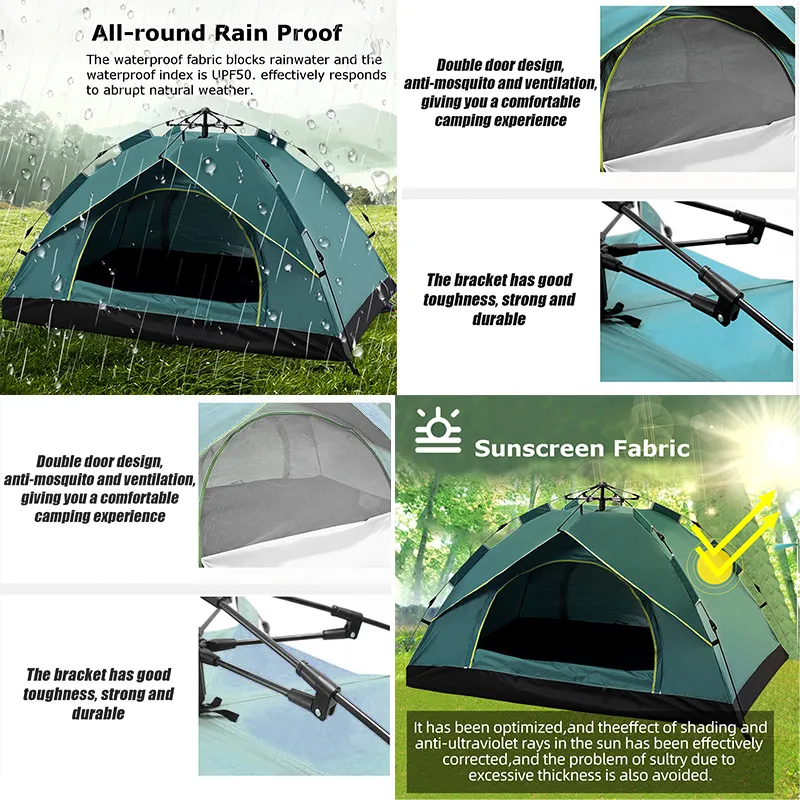 With Best Quality And Low Price  Instant Pop Up Camping Tent 5 6 7 8 Person Outdoor 3X2 Waterproof Hub Screen Custom Automatic P