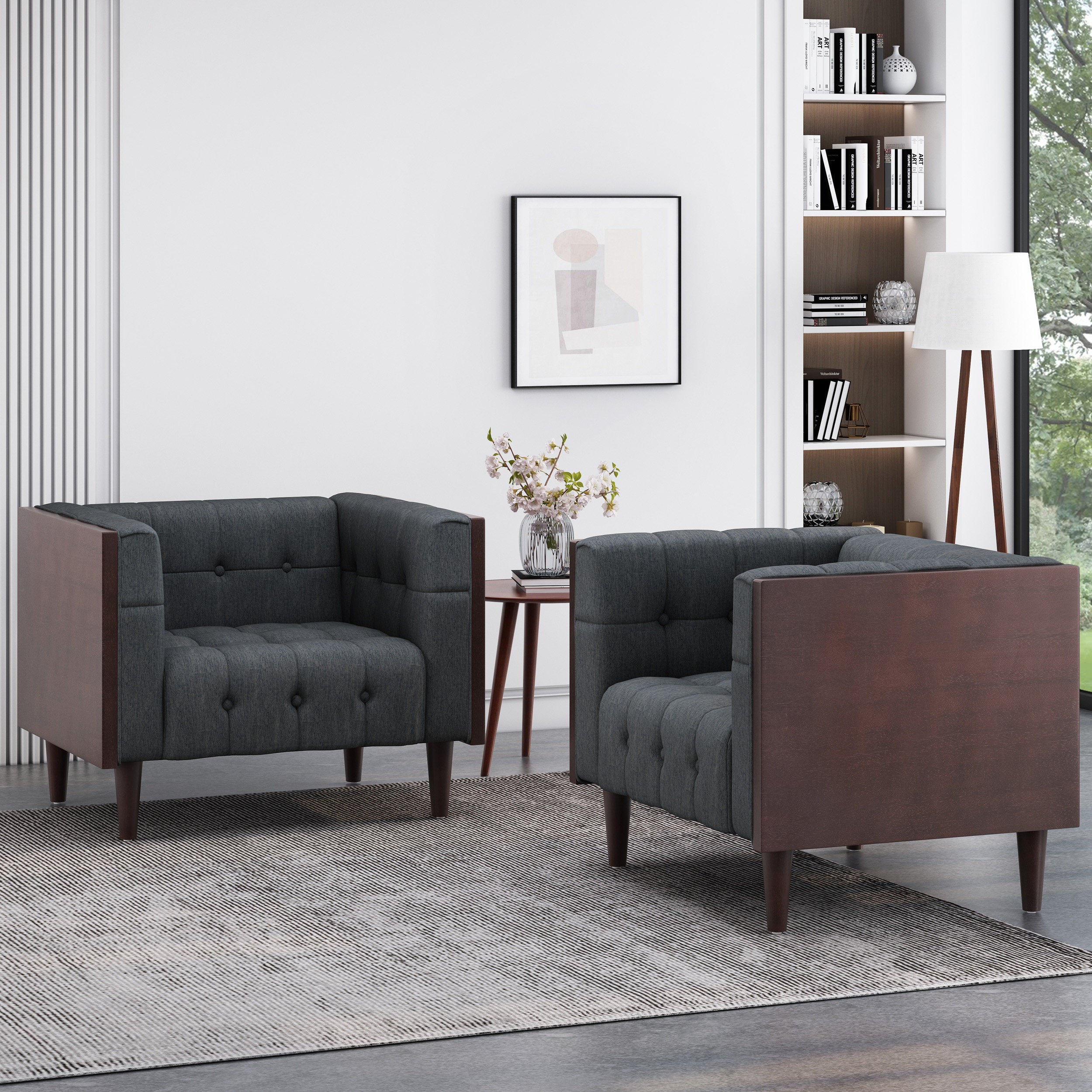 Croton Contemporary Tufted Club Chairs, Set of 2