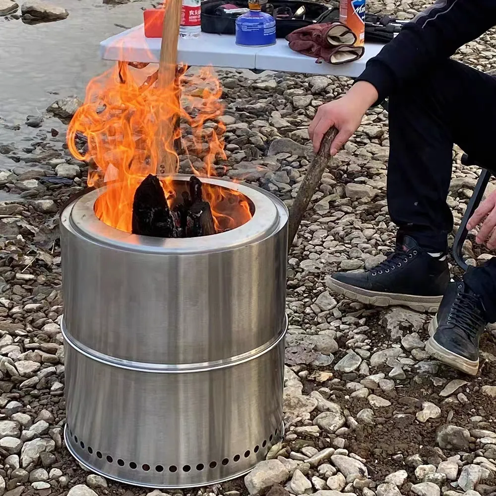 China Factory 2023 New Style Picnic Camping Fireplt Split Type Combined Outdoor Stove With Burning Wood Pellet