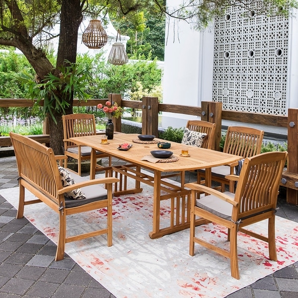 Cambridge Casual Leon 6Piece Teak Patio Extendable Dining Set