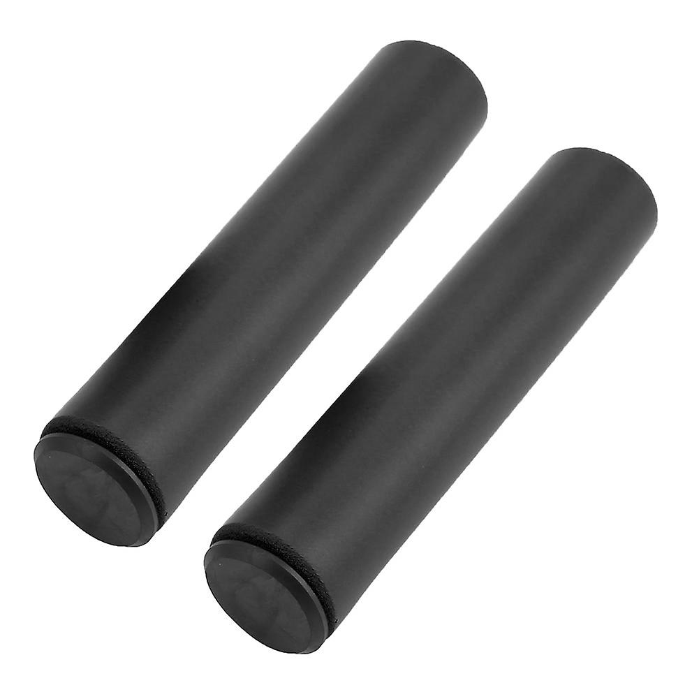 1 Pair Bicycle Handlebar Grips Anti Skid Shock Proof Silicone Bike Grip With End Plugs Black