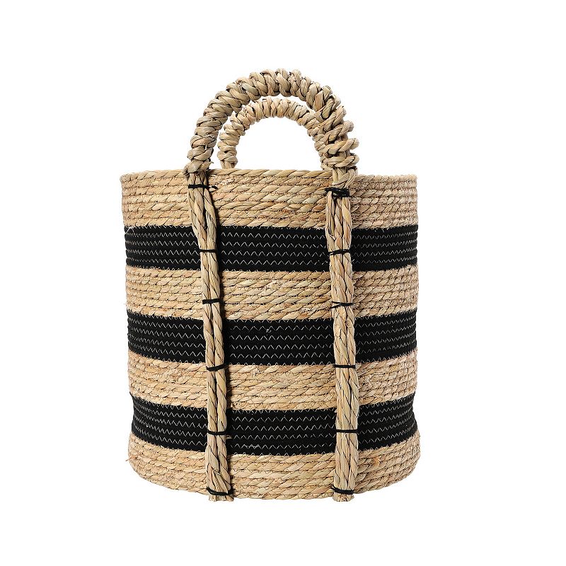 Household Essentials Braided Grass Handle and Cotton Rope Basket