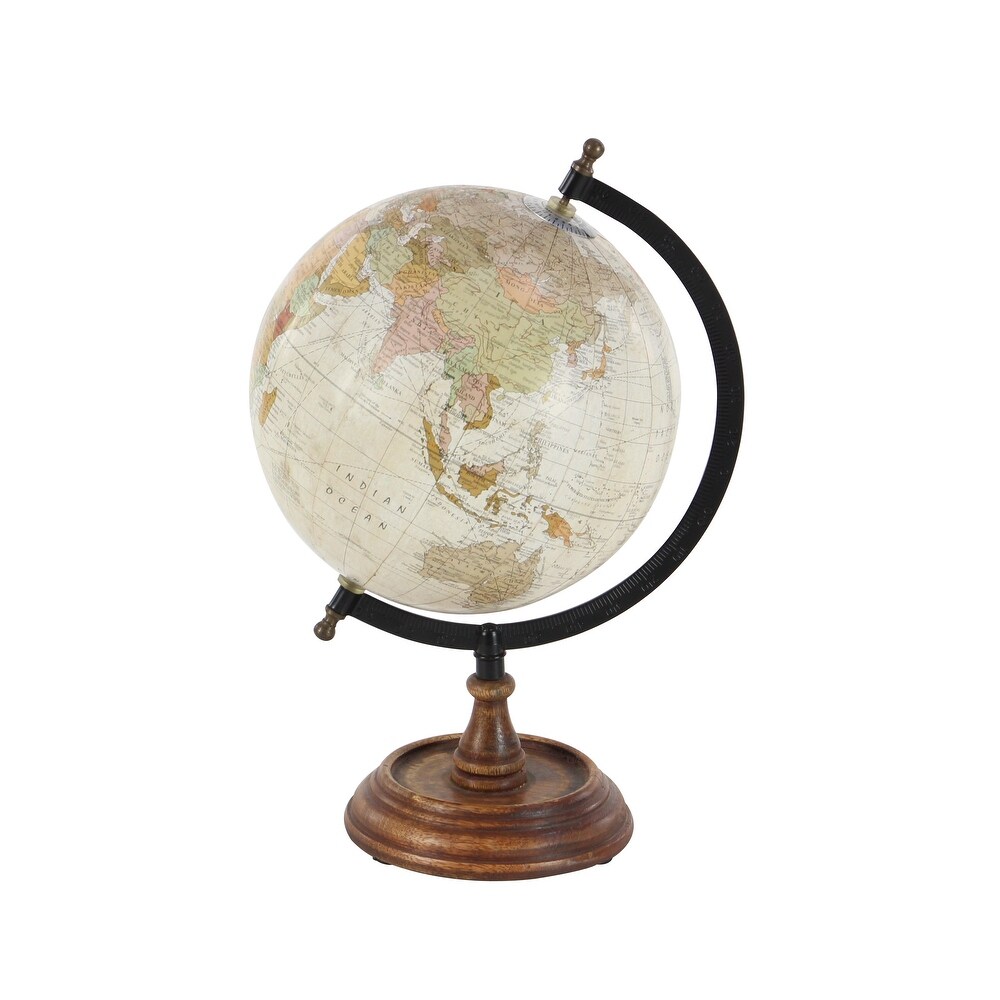 Brown Mango Wood Globe with Wood Base   9L x 8W x 13.10H