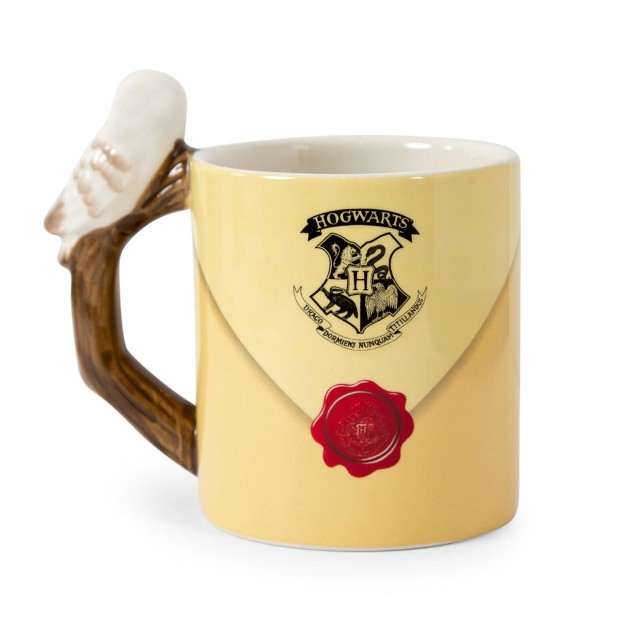 Silver Buffalo Harry Potter Envelope Ceramic Mug With Sculpted Hedwig Handle Holds 20 Ounces