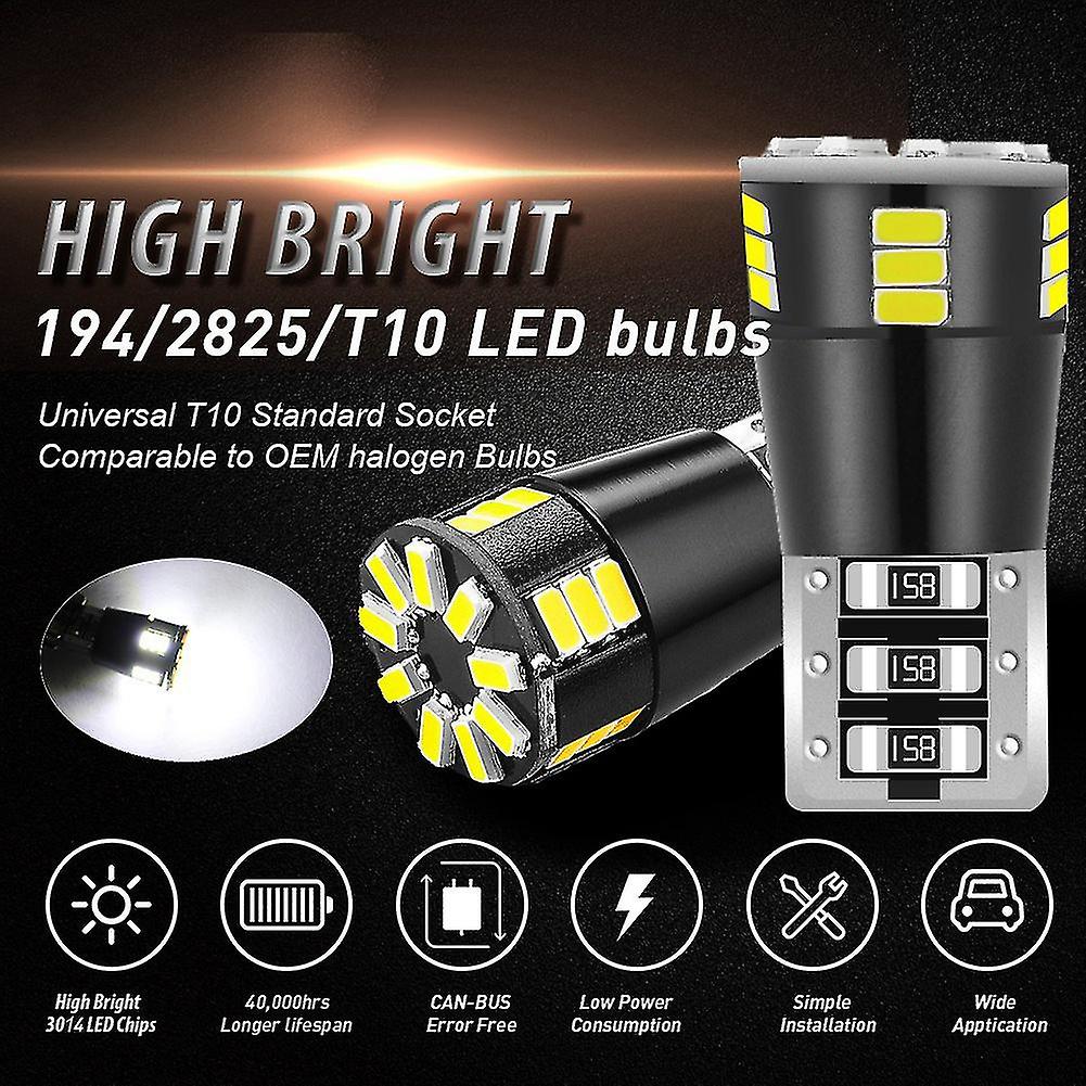 2x T10 501 194 W5w 24smd Led Car Hid Canbus Light Bulb White