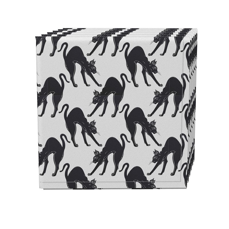 Napkin Set， 100% Polyester， Set of 4， 18x18， Black Scaredy Cats